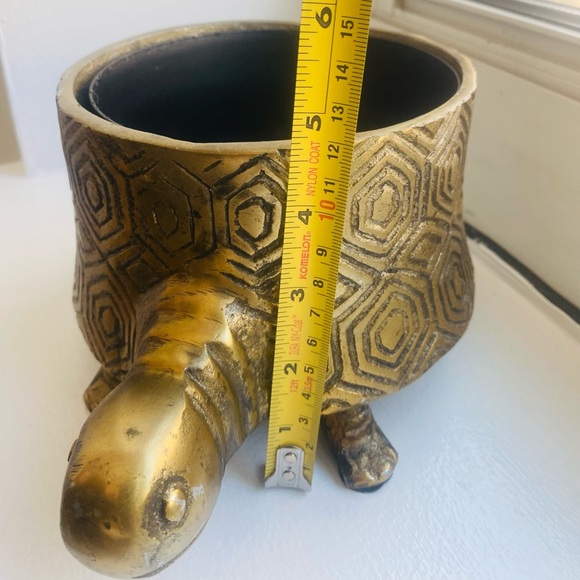 ✨ Anthropologie RARE Idol Planter turtle tortoise gold brass - Picture 9 of 11